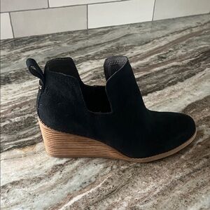 Toms Black Suede Wedge Booties
